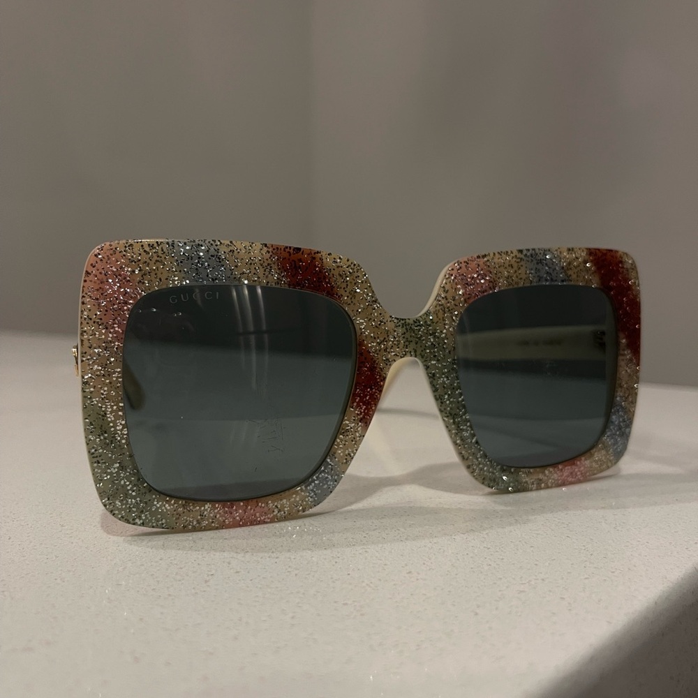 Gucci Multicolor oversized  square Glitter Sunglasses